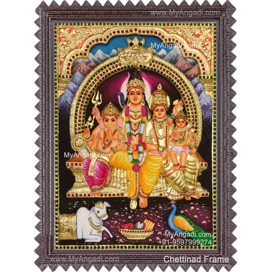 Siva Family 3D Tanjore Painting