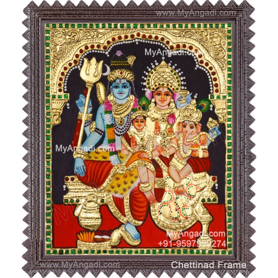 Shiva Family Tanjore Painting - Shiva Parivar