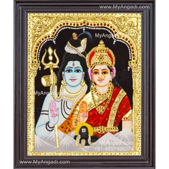Shivan Parvathi Tanjore Painting
