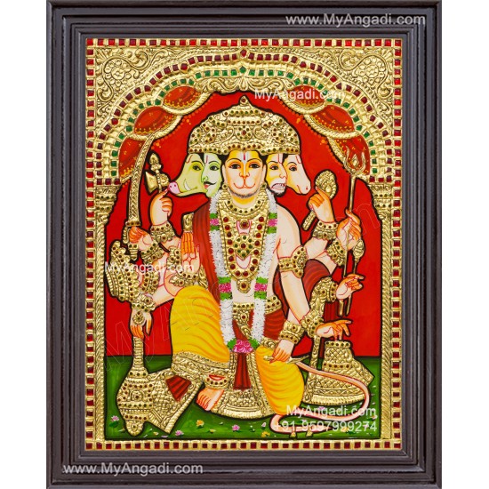 Panchamuga Hanuman Tanjore Painting
