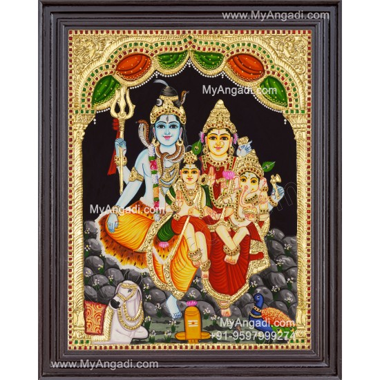 Shivan Family Tanjore Painting