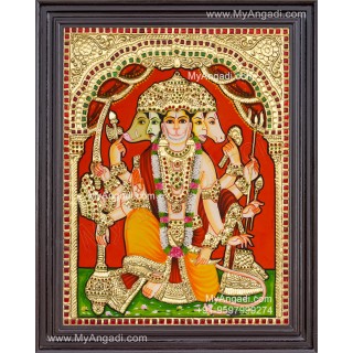 Panchamuga Hanuman Tanjore Painting