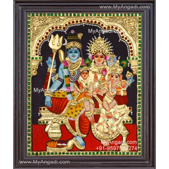 Shiva Family Tanjore Painting - Shiva Parivar