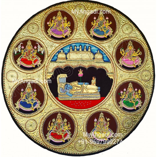 Ashta Lakshmi Tanjore Painting, AshtaLakshmi Tanjore Painting Ashta Lakshmi Tanjore Painting, AshtaLakshmi Tanjore Painting