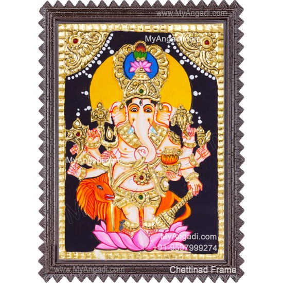 Kan Drishti Ganesha Tanjore Painting