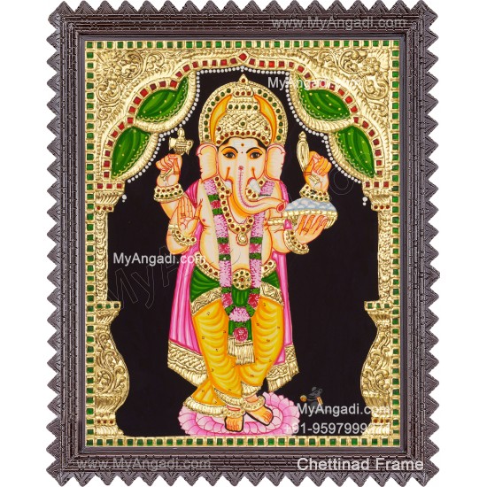 Standing Ganesha Tanjore Painting 