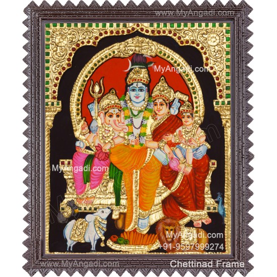 Shivan Family Tanjore Painting