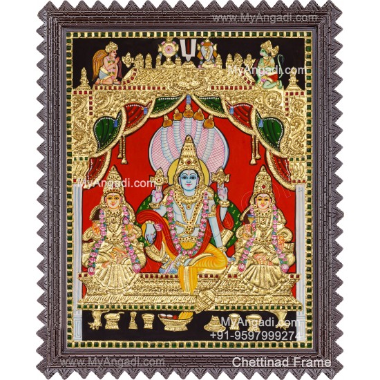 Vishnu Sri Devi Bhoo Devi Tanjore Painting