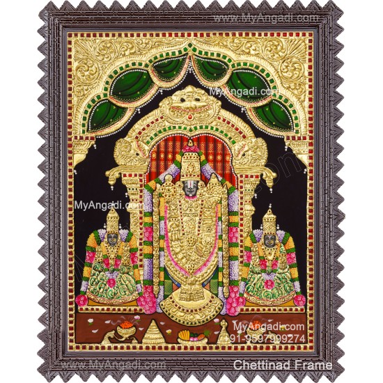 Balaji Sridevi and Boodevi Tanjore Painting