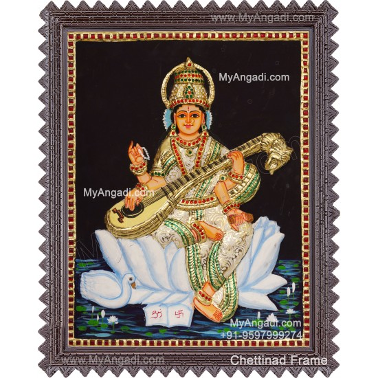Saraswathi  3D Tanjore Painting