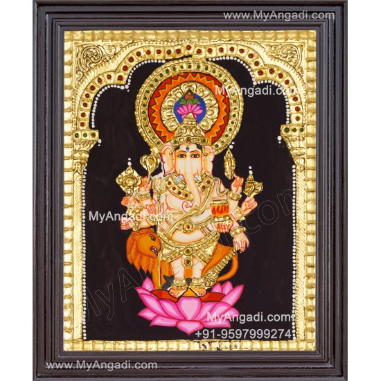 Kan Drishti Ganesha Tanjore Painting