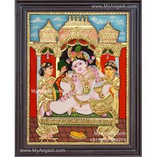Butter Pot Krishna Tanjore Painting