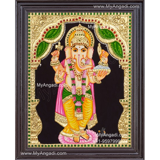 Standing Ganesha Tanjore Painting 