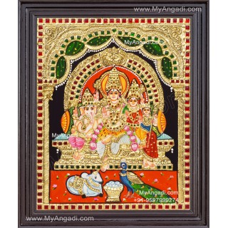 Shiva Family Tanjore Painting - Shiva Parivar