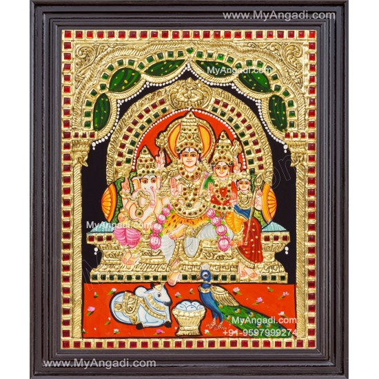 Shiva Family Tanjore Painting - Shiva Parivar