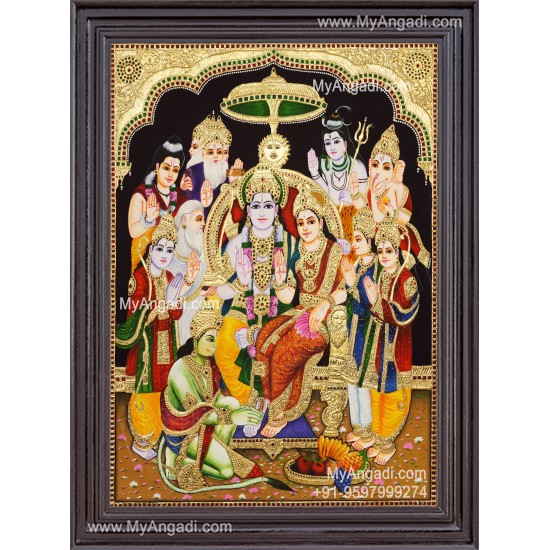Ramar Pattabhishekam Tanjore Painting, Ram Pattabisekam