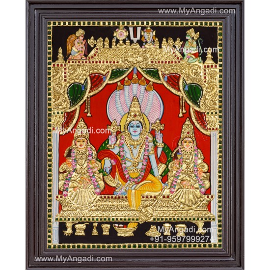 Vishnu Sri Devi Bhoo Devi Tanjore Painting