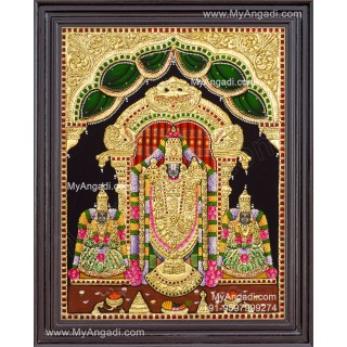 Balaji Sridevi and Boodevi Tanjore Painting