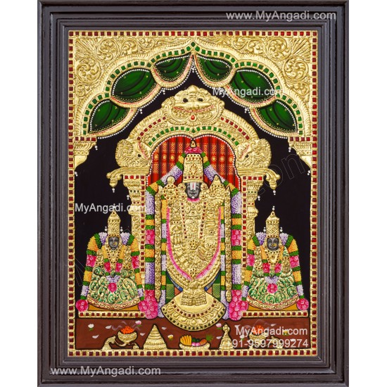 Balaji Sridevi and Boodevi Tanjore Painting