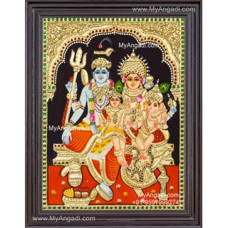 Shivan Family Tanjore Painting