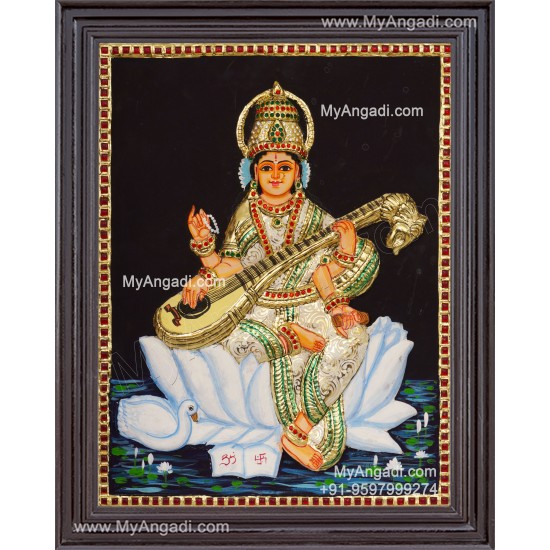 Saraswathi  3D Tanjore Painting