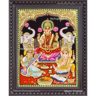 Ganesha Lakshmi Saraswathi Tanjore Painting