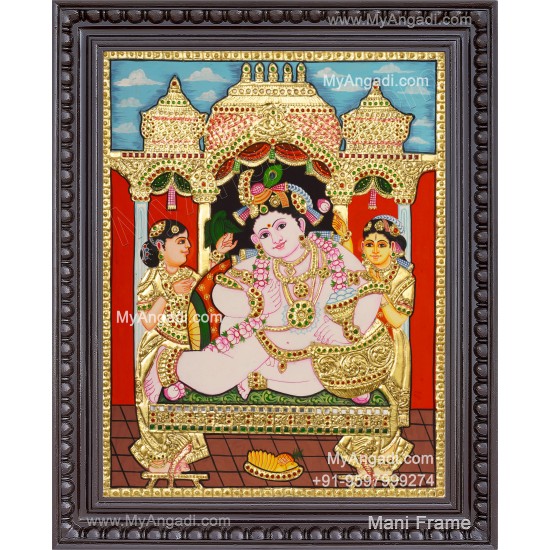 Butter Pot Krishna Tanjore Painting