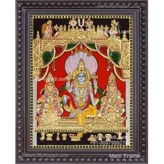 Vishnu Sri Devi Bhoo Devi Tanjore Painting