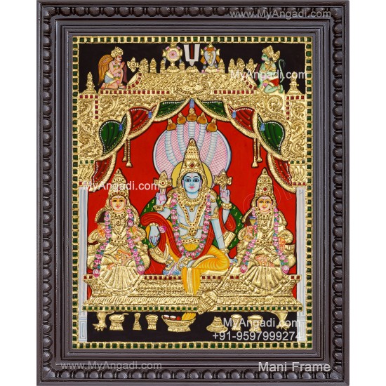 Vishnu Sri Devi Bhoo Devi Tanjore Painting