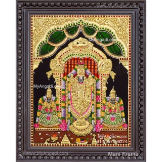 Balaji Sridevi and Boodevi Tanjore Painting
