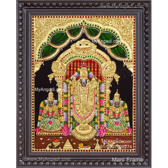 Balaji Sridevi and Boodevi Tanjore Painting