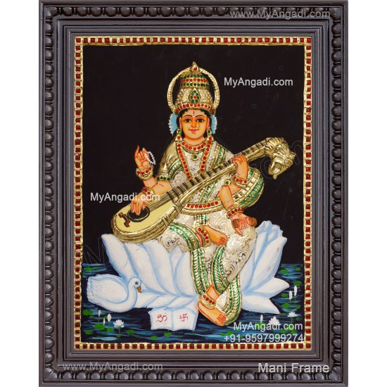 Saraswathi  3D Tanjore Painting