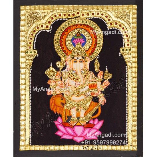 Kan Drishti Ganesha Tanjore Painting