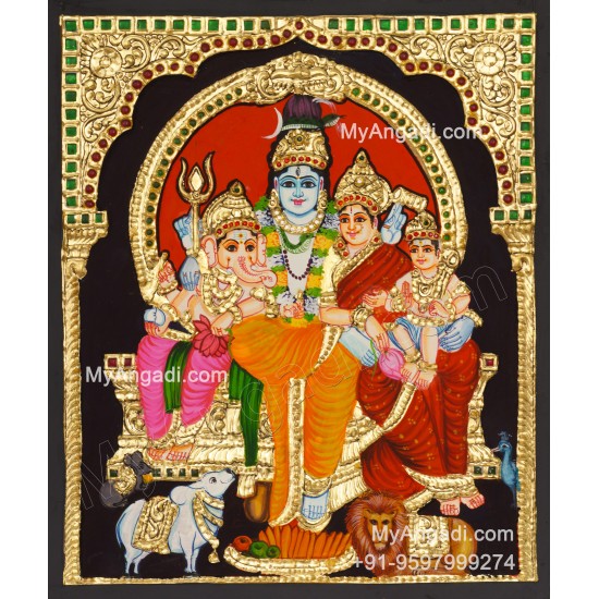 Shivan Family Tanjore Painting