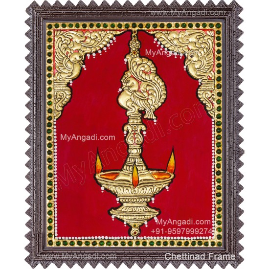 Vilakku Lamp Tanjore Painting