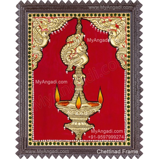 Vilakku Lamp Tanjore Painting