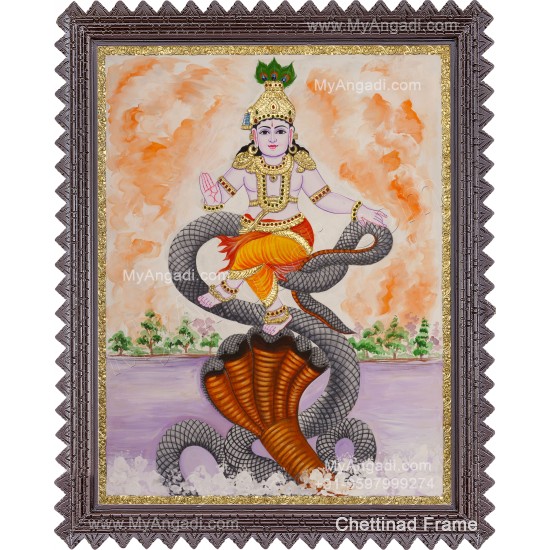 Kalinga Narthanam Krishna Tanjore Painting, Krishna Tanjore Painting