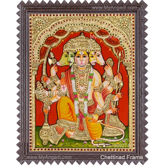 Panchamuga Hanuman Tanjore Painting