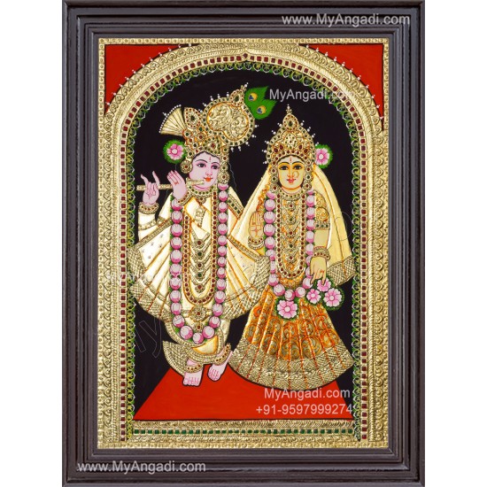 Krishna Radha Tanjore Painting, Radha Krishna Tanjore Painting