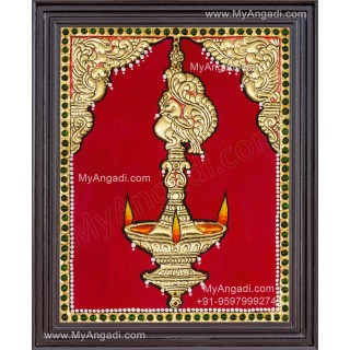 Vilakku Lamp Tanjore Painting