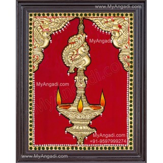 Vilakku Lamp Tanjore Painting