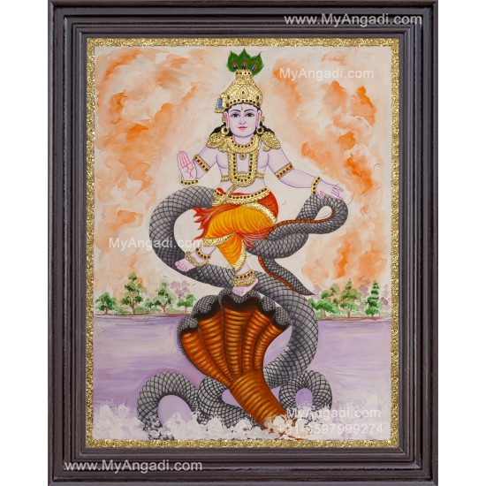 Kalinga Narthanam Krishna Tanjore Painting, Krishna Tanjore Painting