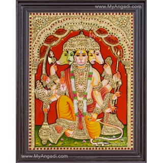 Panchamuga Hanuman Tanjore Painting