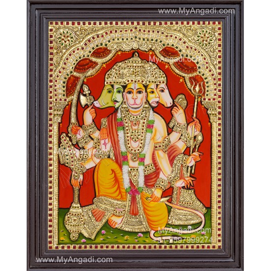 Panchamuga Hanuman Tanjore Painting