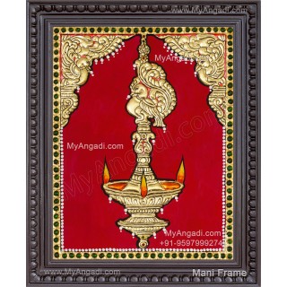 Vilakku Lamp Tanjore Painting