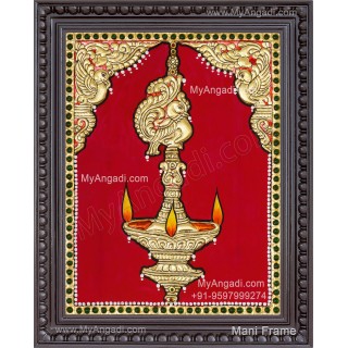 Vilakku Lamp Tanjore Painting