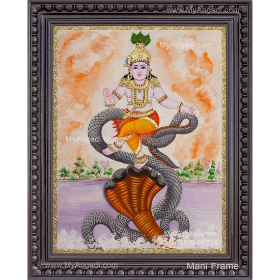 Kalinga Narthanam Krishna Tanjore Painting, Krishna Tanjore Painting
