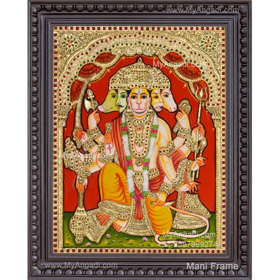 Panchamuga Hanuman Tanjore Painting