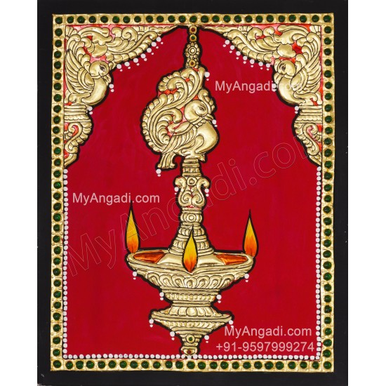 Vilakku Lamp Tanjore Painting