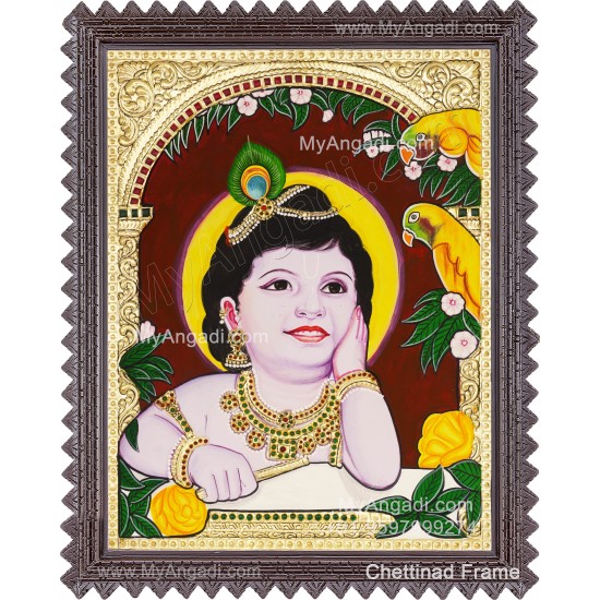 Parrot Krishna Tanjore Painting